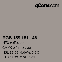 カラーコード: RGB 159 151 146 | qconv.com