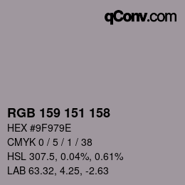 颜色代码: RGB 159 151 158 | qconv.com
