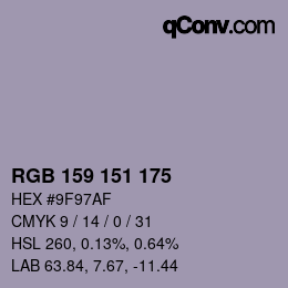 颜色代码: RGB 159 151 175 | qconv.com
