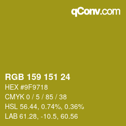 カラーコード: RGB 159 151 24 | qconv.com