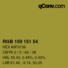 カラーコード: RGB 159 151 54 | qconv.com
