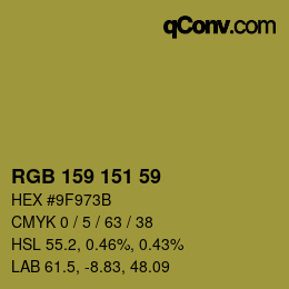 Color code: RGB 159 151 59 | qconv.com