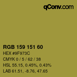 カラーコード: RGB 159 151 60 | qconv.com