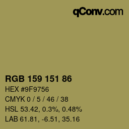 Código de color: RGB 159 151 86 | qconv.com