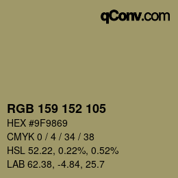 Color code: RGB 159 152 105 | qconv.com