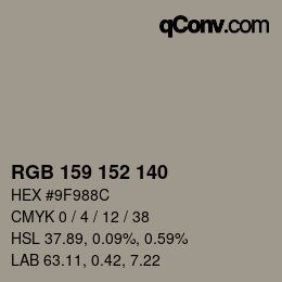 カラーコード: RGB 159 152 140 | qconv.com