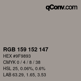 颜色代码: RGB 159 152 147 | qconv.com