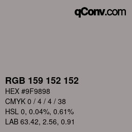 颜色代码: RGB 159 152 152 | qconv.com