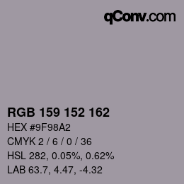 カラーコード: RGB 159 152 162 | qconv.com