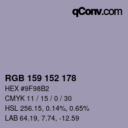 Color code: RGB 159 152 178 | qconv.com