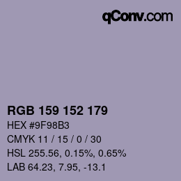 Color code: RGB 159 152 179 | qconv.com