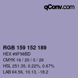 カラーコード: RGB 159 152 189 | qconv.com