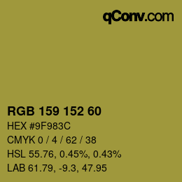 颜色代码: RGB 159 152 60 | qconv.com