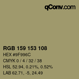 Color code: RGB 159 153 108 | qconv.com