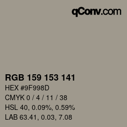 カラーコード: RGB 159 153 141 | qconv.com