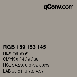 Color code: RGB 159 153 145 | qconv.com