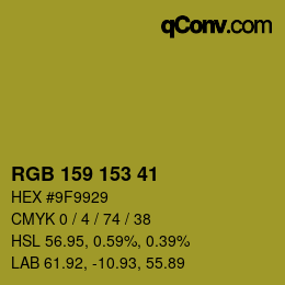 Color code: RGB 159 153 41 | qconv.com
