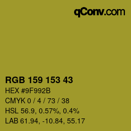 Color code: RGB 159 153 43 | qconv.com