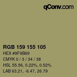 カラーコード: RGB 159 155 105 | qconv.com