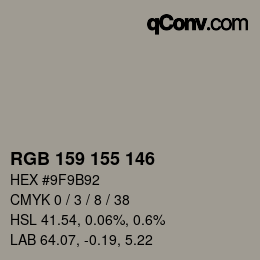 Color code: RGB 159 155 146 | qconv.com