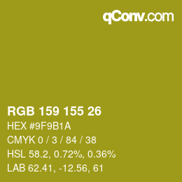Color code: RGB 159 155 26 | qconv.com