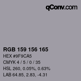 カラーコード: RGB 159 156 165 | qconv.com