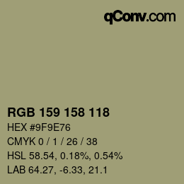Farbcode: RGB 159 158 118 | qconv.com