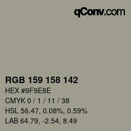 Farbcode: RGB 159 158 142 | qconv.com