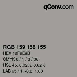 カラーコード: RGB 159 158 155 | qconv.com