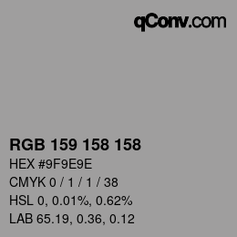 カラーコード: RGB 159 158 158 | qconv.com