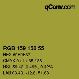 カラーコード: RGB 159 158 55 | qconv.com