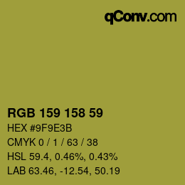 カラーコード: RGB 159 158 59 | qconv.com