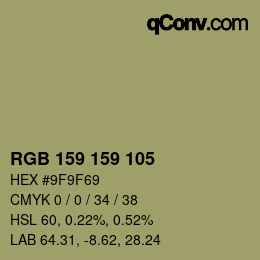 カラーコード: RGB 159 159 105 | qconv.com