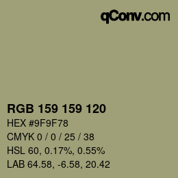 Color code: RGB 159 159 120 | qconv.com