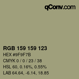 Color code: RGB 159 159 123 | qconv.com