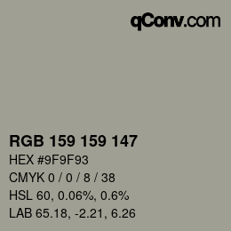Color code: RGB 159 159 147 | qconv.com