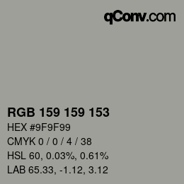 カラーコード: RGB 159 159 153 | qconv.com