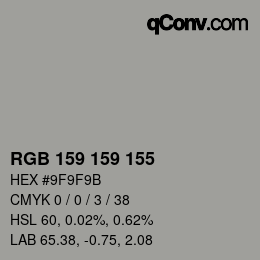 カラーコード: RGB 159 159 155 | qconv.com