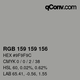 カラーコード: RGB 159 159 156 | qconv.com