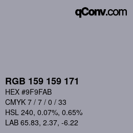 Color code: RGB 159 159 171 | qconv.com