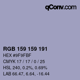 Color code: RGB 159 159 191 | qconv.com