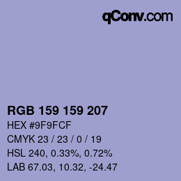Color code: RGB 159 159 207 | qconv.com
