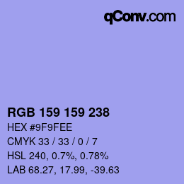 Color code: RGB 159 159 238 | qconv.com