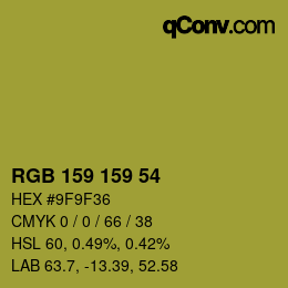 Color code: RGB 159 159 54 | qconv.com