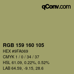 カラーコード: RGB 159 160 105 | qconv.com