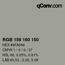 カラーコード: RGB 159 160 150 | qconv.com