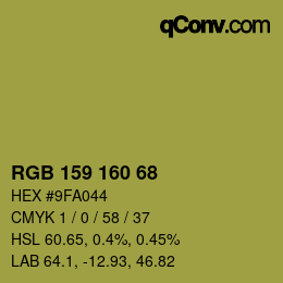 カラーコード: RGB 159 160 68 | qconv.com
