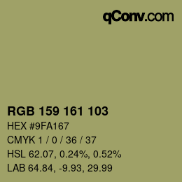 Color code: RGB 159 161 103 | qconv.com