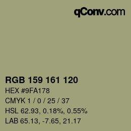 颜色代码: RGB 159 161 120 | qconv.com