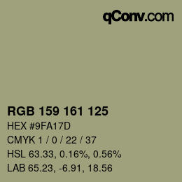 Farbcode: RGB 159 161 125 | qconv.com